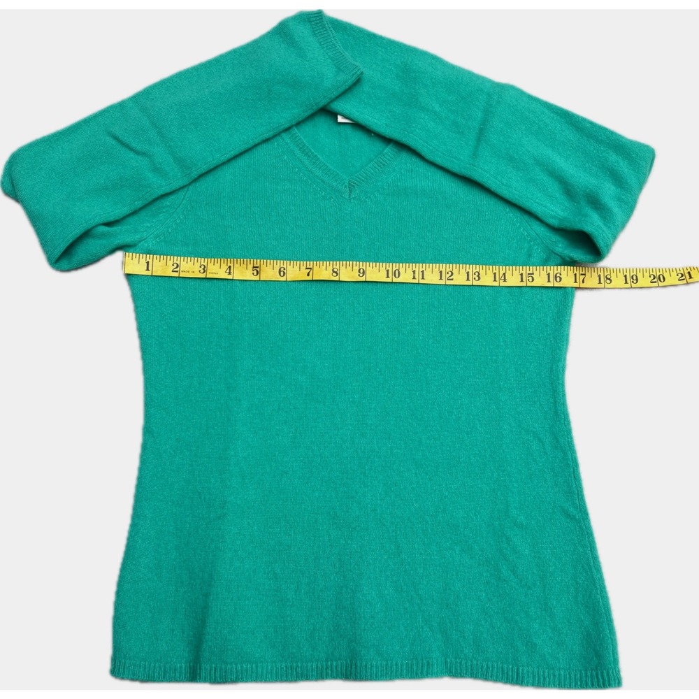 Peck & Peck Women's Green 100% Cashmere V-Neck Sweater Size M 2-Ply Knit - Picture 8 of 8